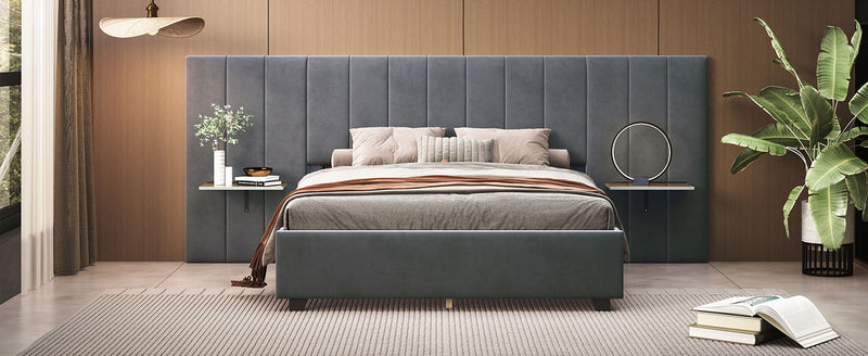 Upholstered Platform Bed With Big Headboard