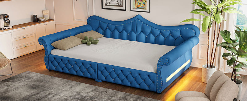Upholstered Daybed With LED Lighting And Nailhead Trim
