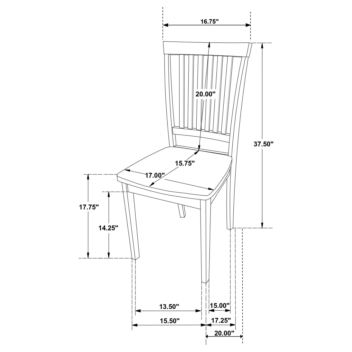 Stan - 5 Piece Dining Set With Rectangular Table And Slat Back Chairs - Cappuccino