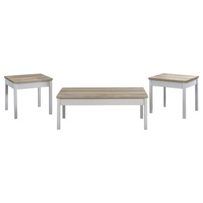 Quintara - 3 Piece Coffee Table Set - Natural / White