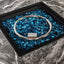 Morden Steel Fire Pit Table With Marble Tile Tabletop, Glass Wind Guard And Lid