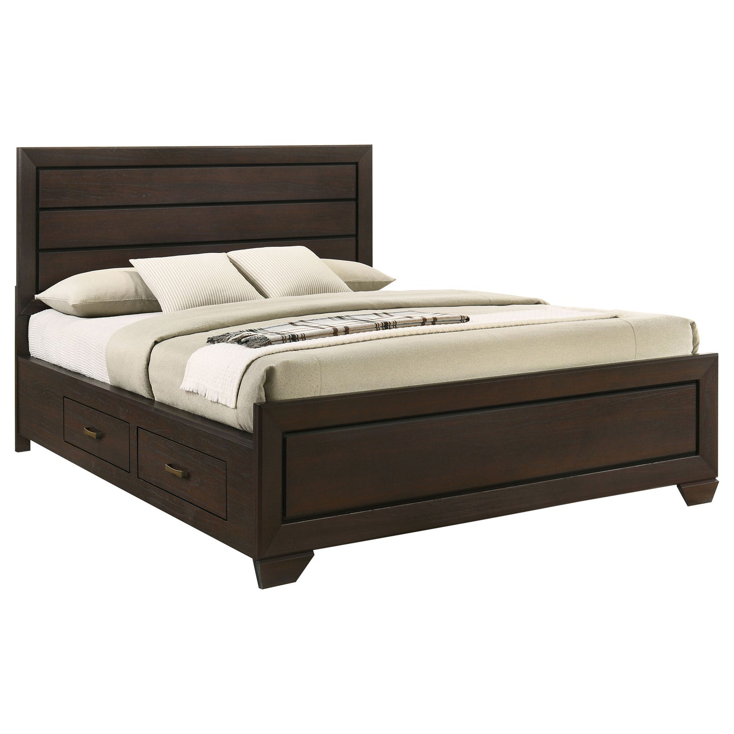 Kauffman - Queen Storage Panel Bed With Side Drawers - Dark Brown
