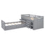 Loft Platform Bed With 7 Drawers And Full Guardrails, Modern L Shaped Space Savin