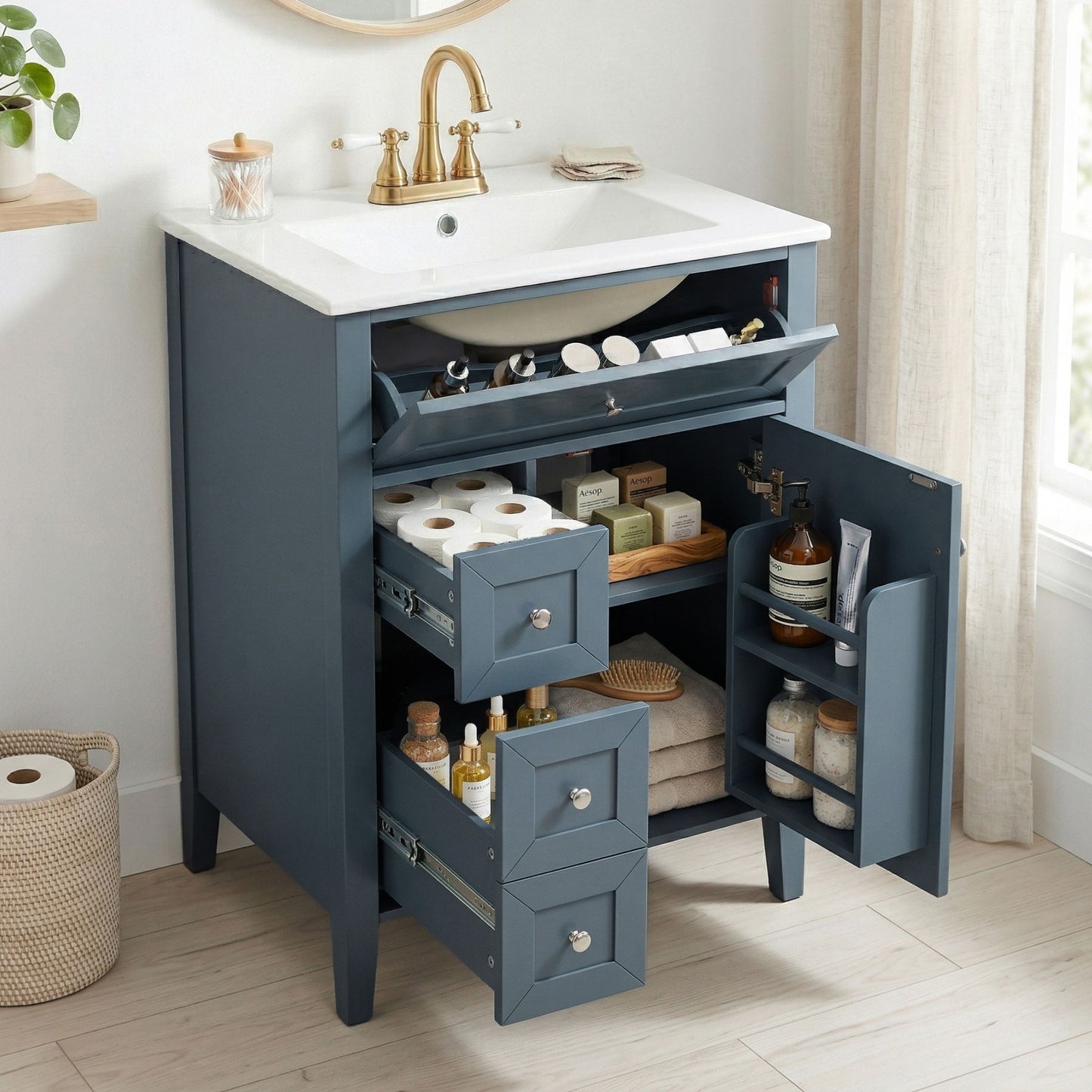 Bathroom Vanity With Sink, Soft Closing Cabinet