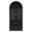 Arched Top Storage Cabinet With Fixed 2 Tier Shelves, 2 Large Drawers