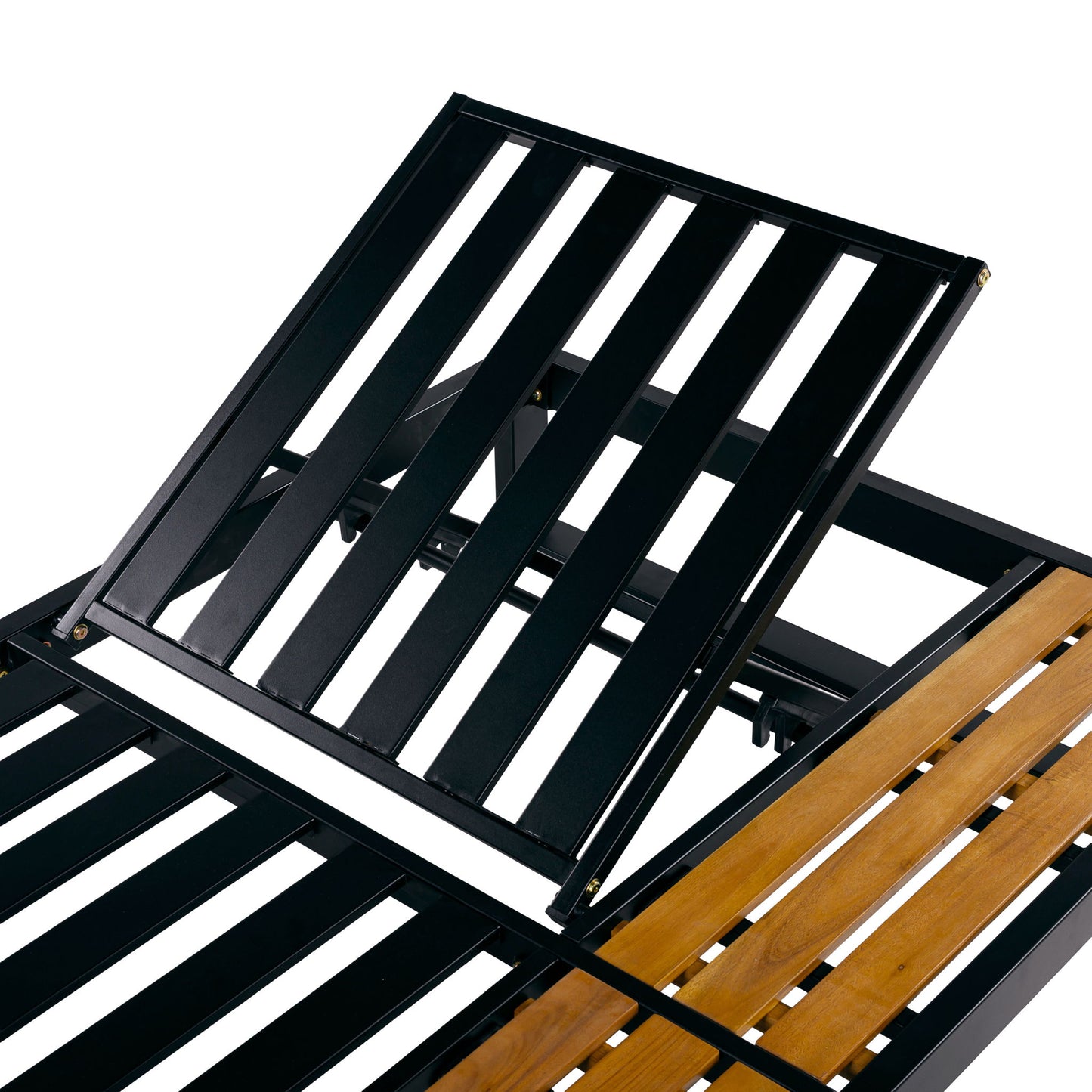 Chaise Lounge Set, 5 Position Adjustable, Flat Side Surface Storage