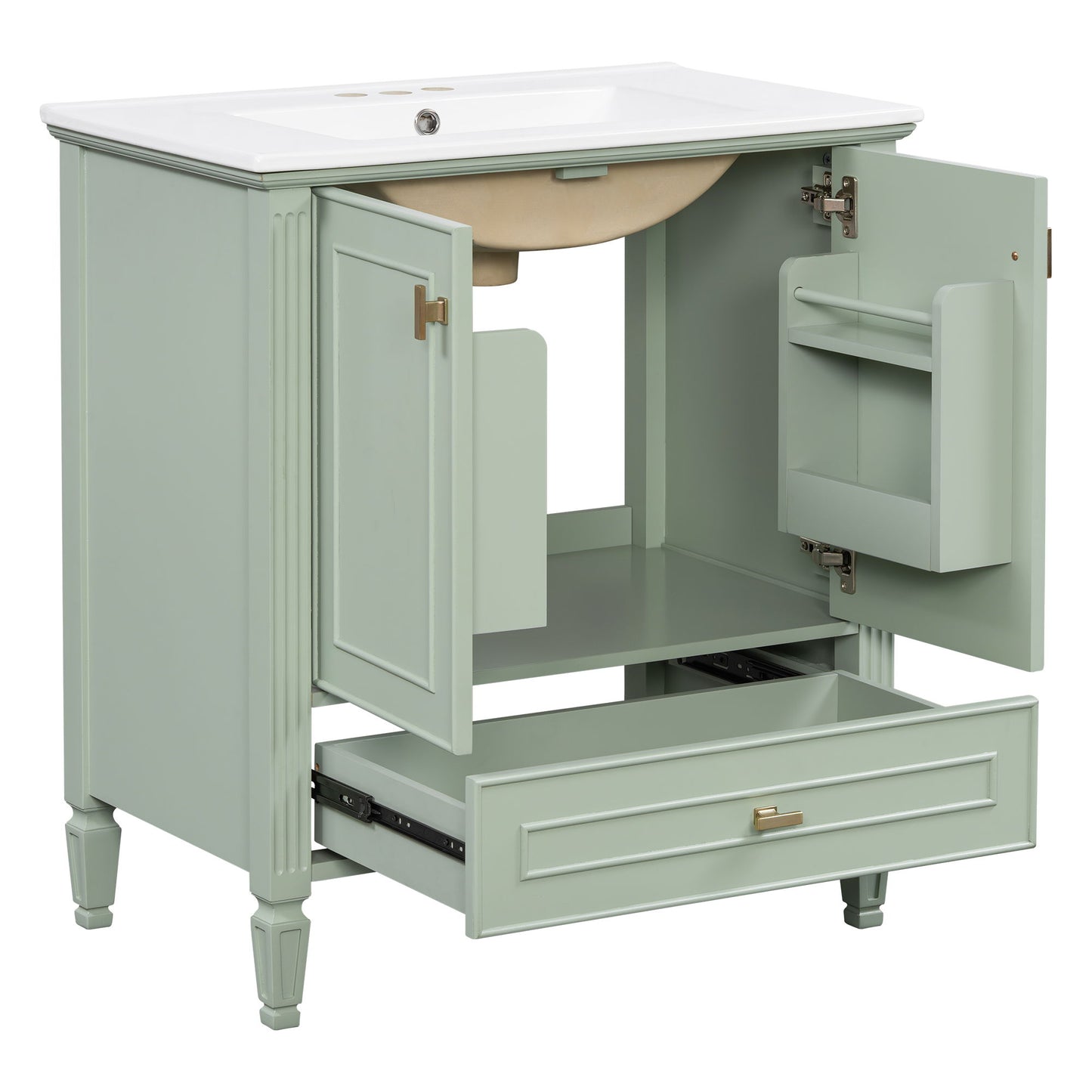 Freestanding Vanity With 1 Drawer & 2 Soft Close Doors With Door Mounted Storage