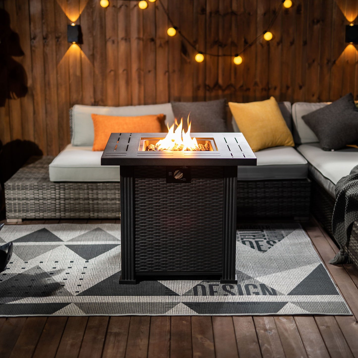 Square Fire Pit Table - Brown