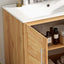 Bathroom Vanity With Ceramic Sink, Freestanding Cabinet - Antique Natural / Brown