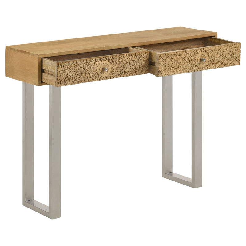 Harmony - Mesa de 2 cajones con base tipo trineo en tonos acentuados - Natural