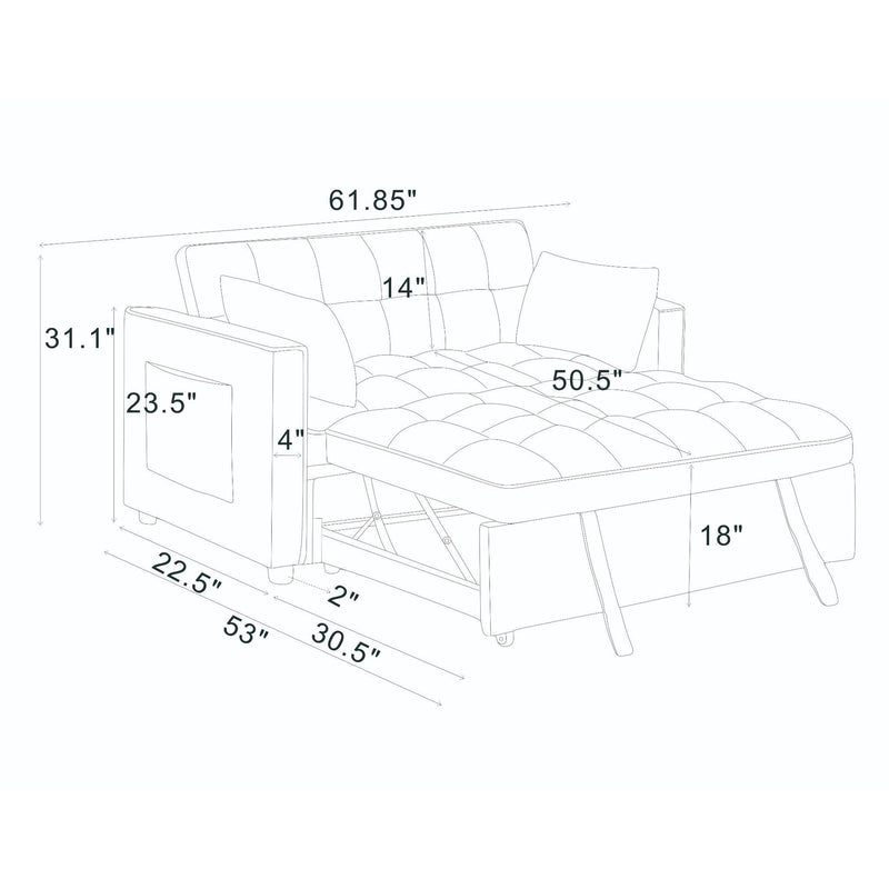 Sienna - Tufted Convertible Sleeper Sofa With Chaise - Gray