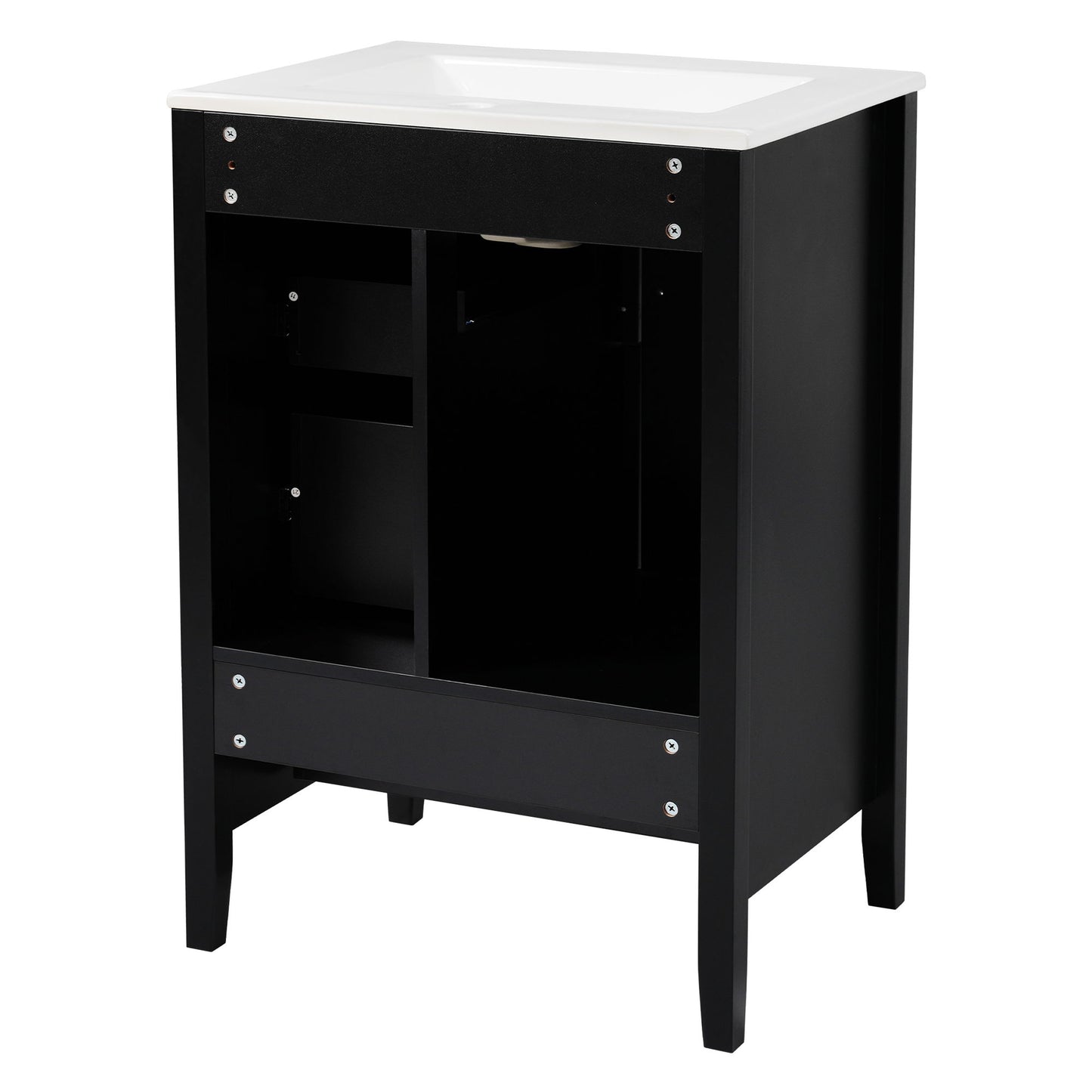 Retro Bathroom Vanity With Sink, Soft Closing Cabinet & Drawers