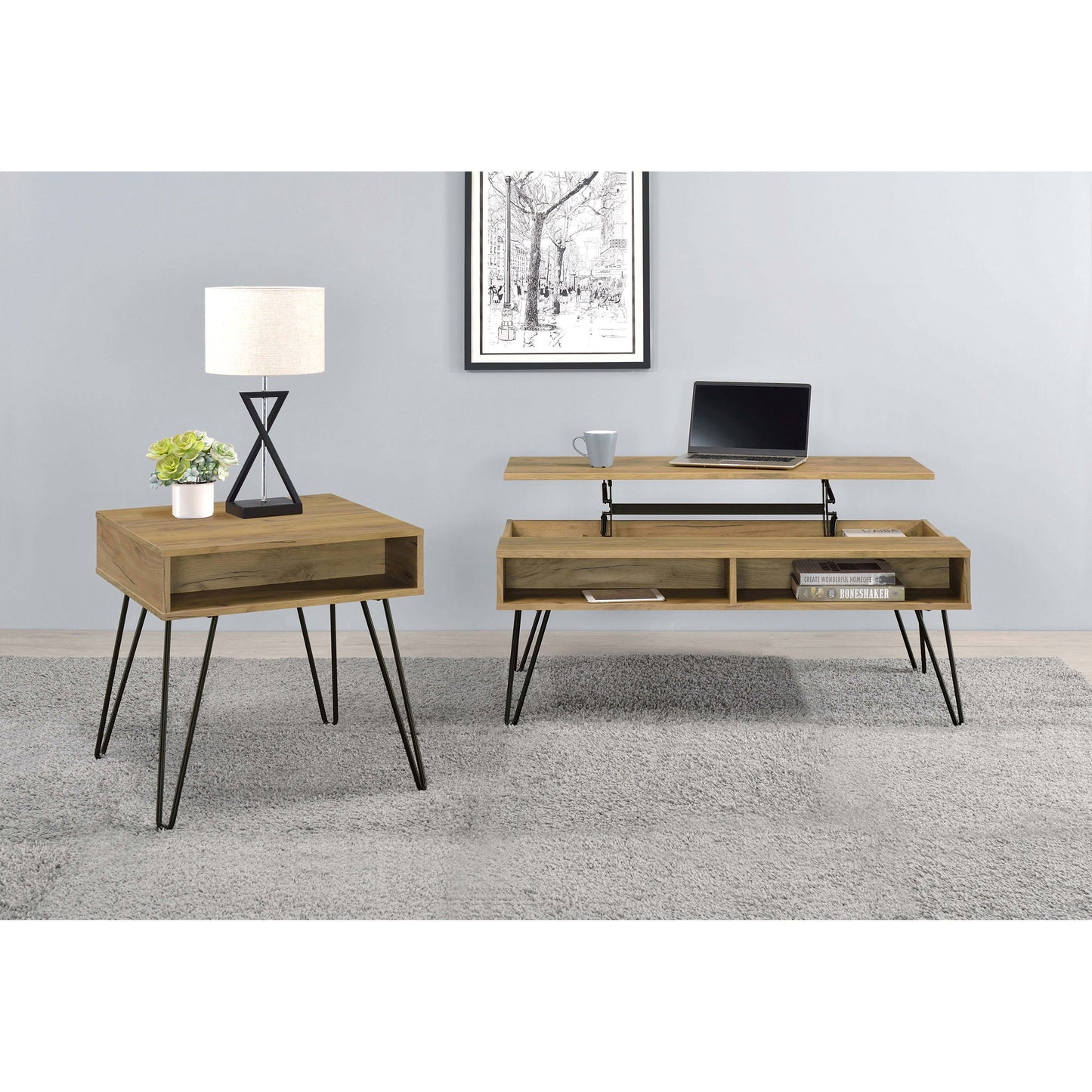 Amara - Lift Top Coffee Table With Hidden Storage - Oak