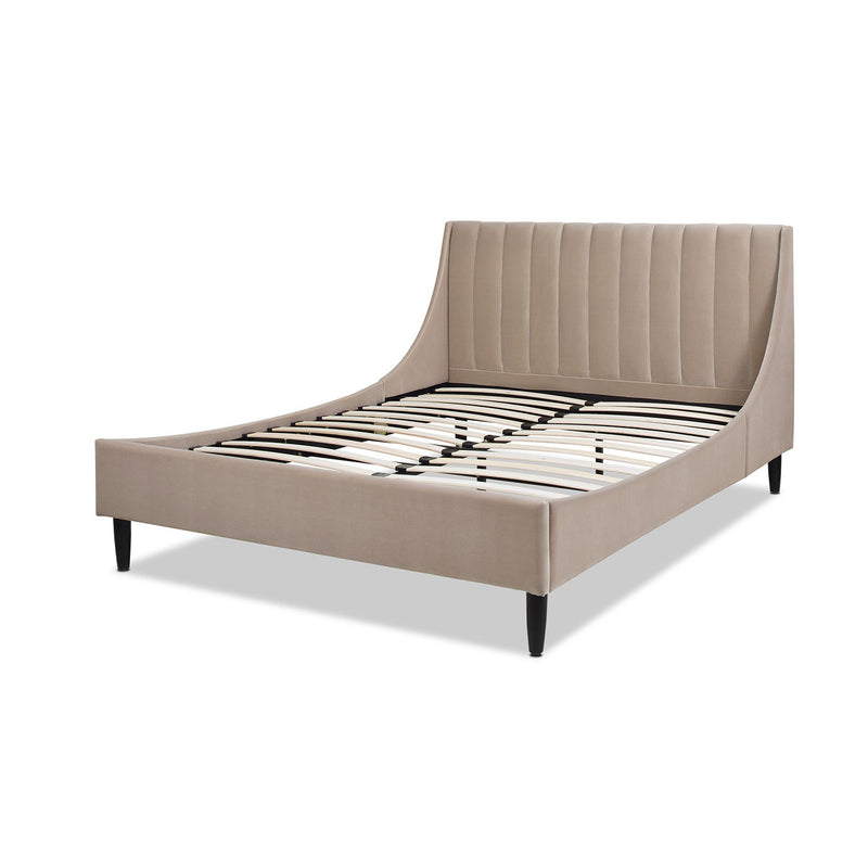 Aspen - Queen Vertical Tufted Modern Headboard Platform Bed Set - Mink
