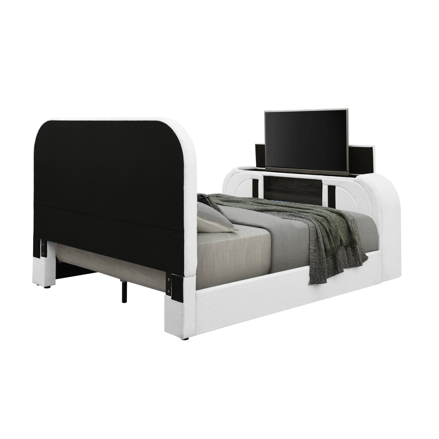 Shelyn - Bed With LED, TV Stand, Fireplace & Bluetooth