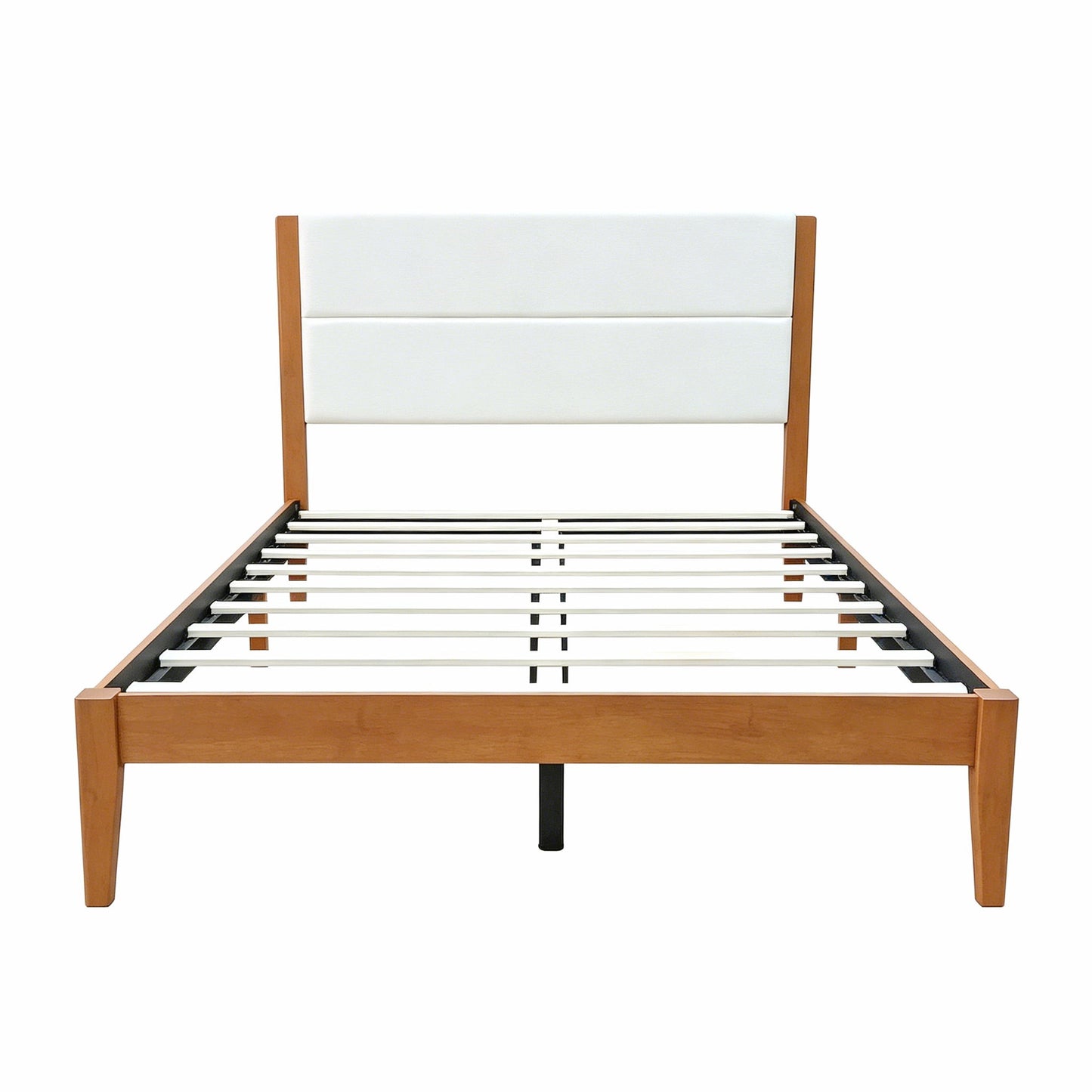 Platform Bed Frame With Upholstered Headboard, Slat Support
