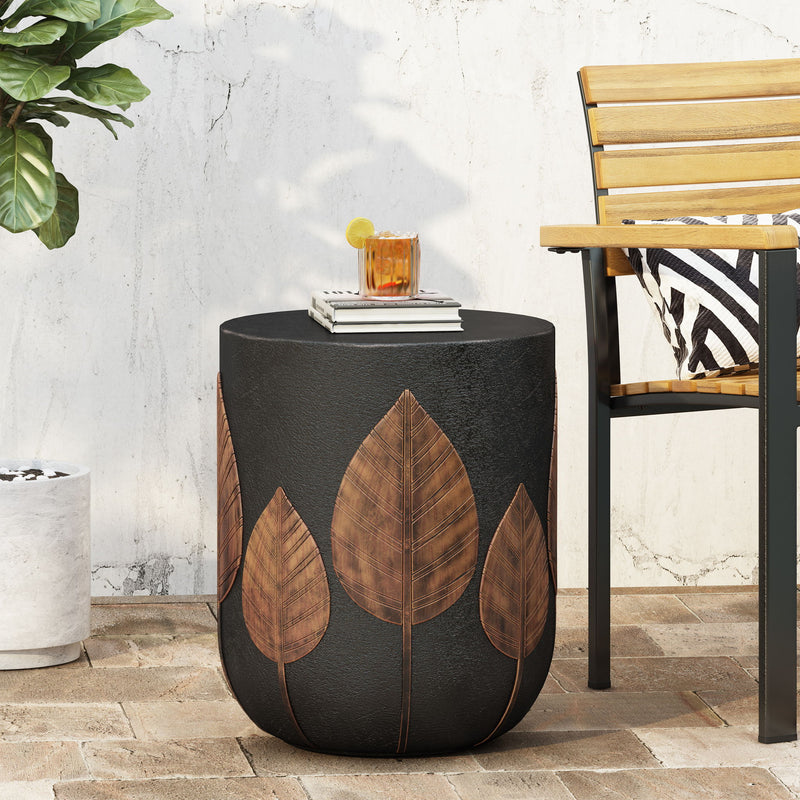 Outdoor Lightweight Concrete Side Table - Copper