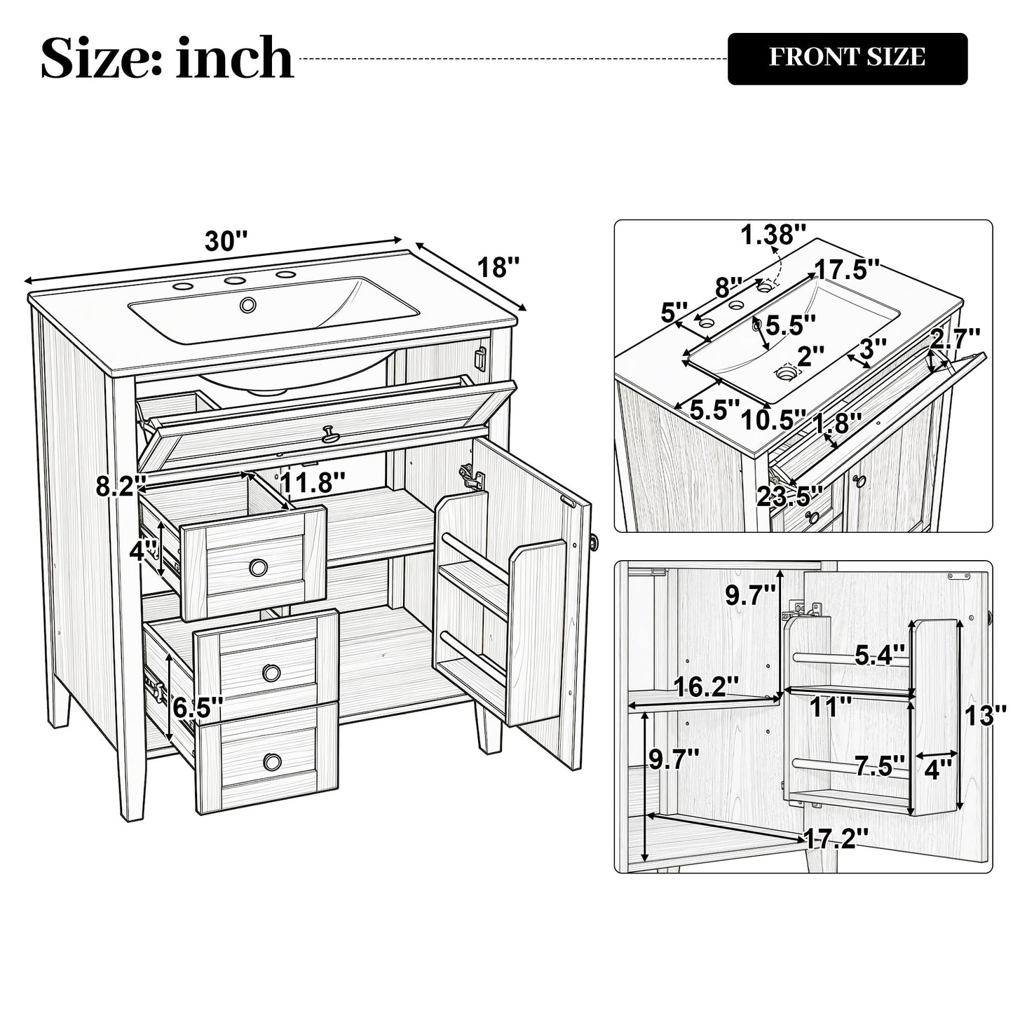 Bathroom Vanity With Sink, Soft Closing Cabinet