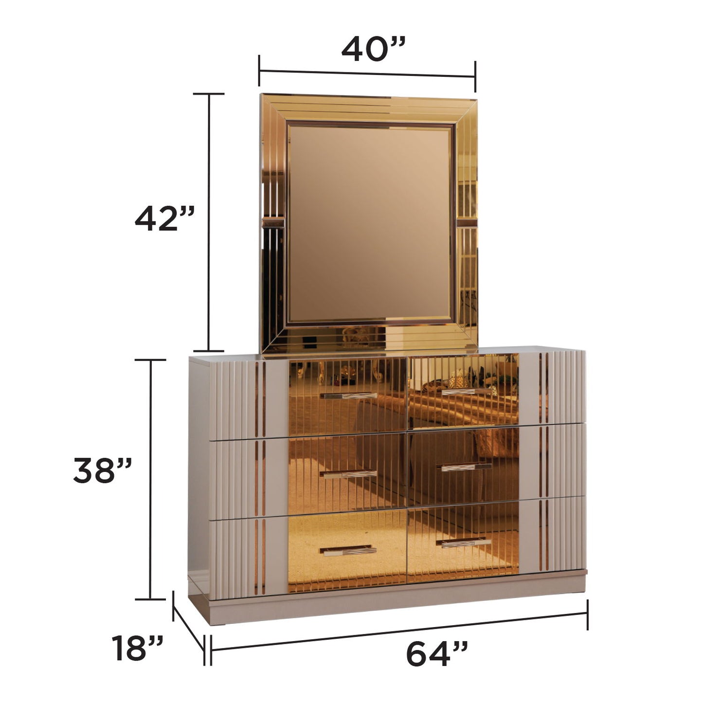 Lorenzo - 6 Drawer Dresser - Gray