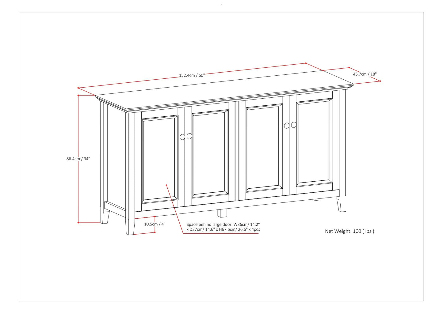 Amherst - 4 Door Storage Cabinet