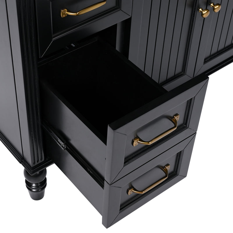 Bathroom Vanity With Sink, 2 Doors 2 Drawers - Black