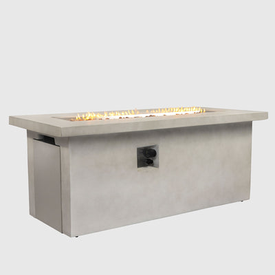 Rectangular Propane Gas Fire Pit Table With 60000 Btu For Outdoor Spaces - Light Gray