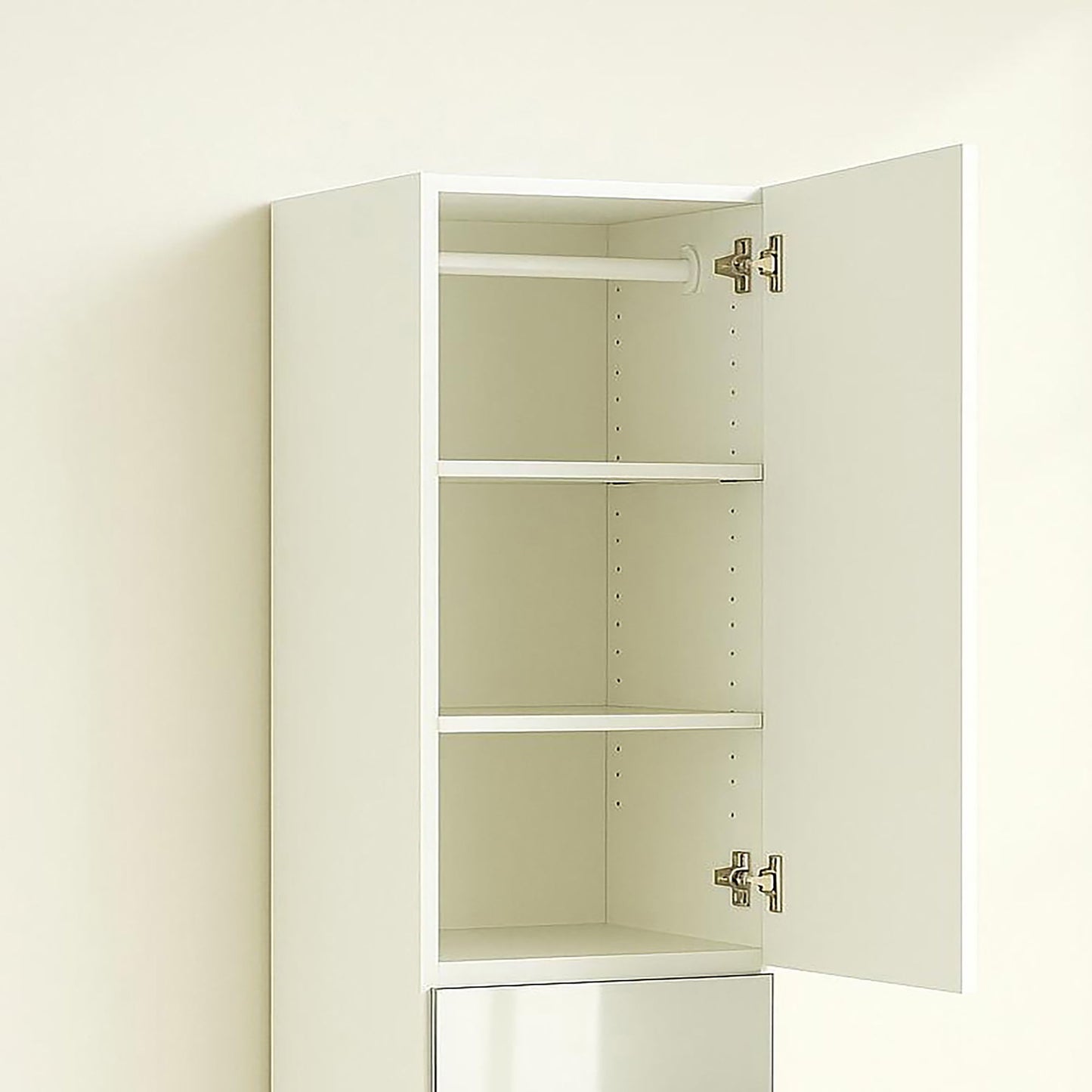 Elise - Slim Modular Closet Cabinet With Mirror - White