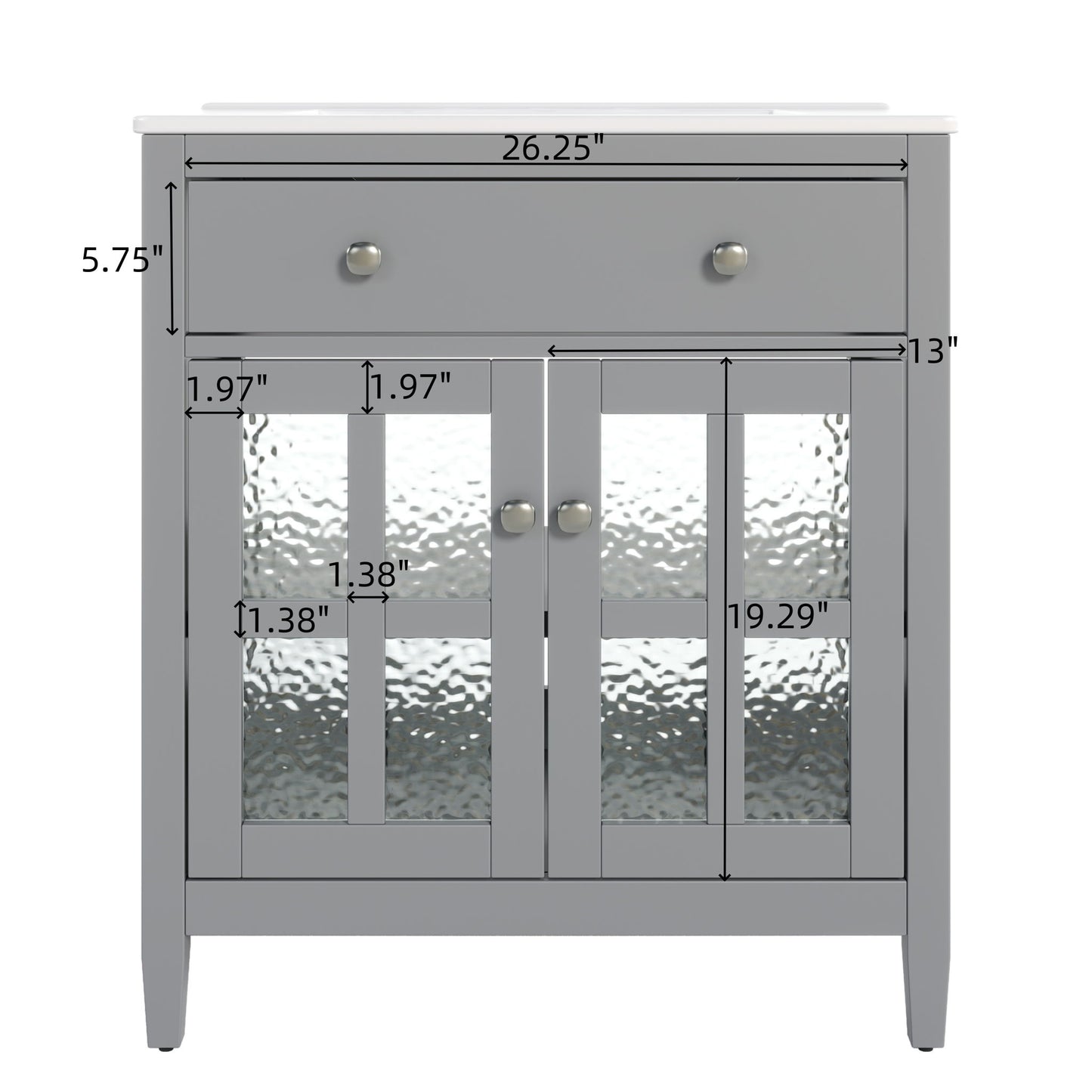 Bathroom Vanity With Ceramic Sink, Adjustable Shelf & Tip Out Tray