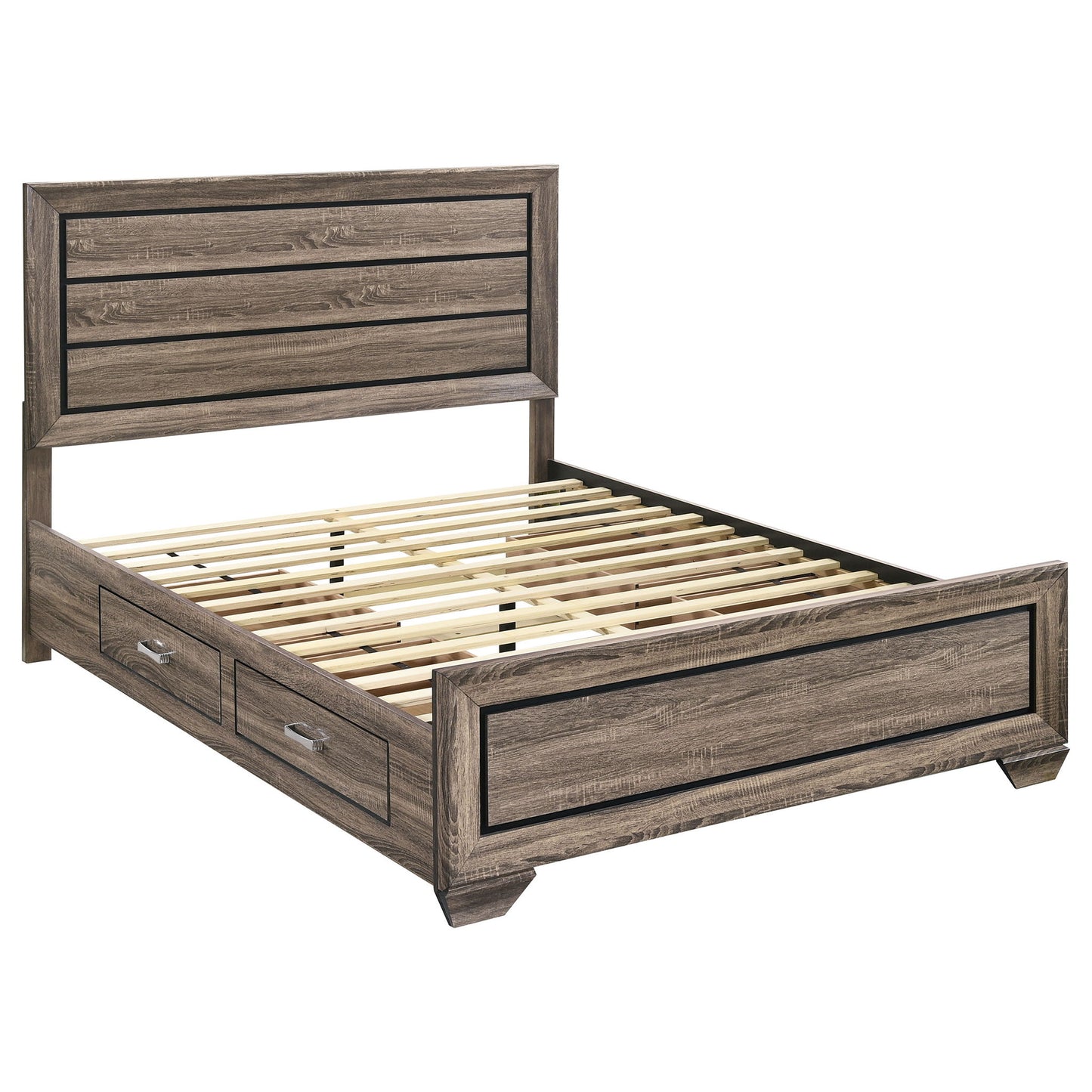 Queen Storage Bed With Underbed Drawers - Brown