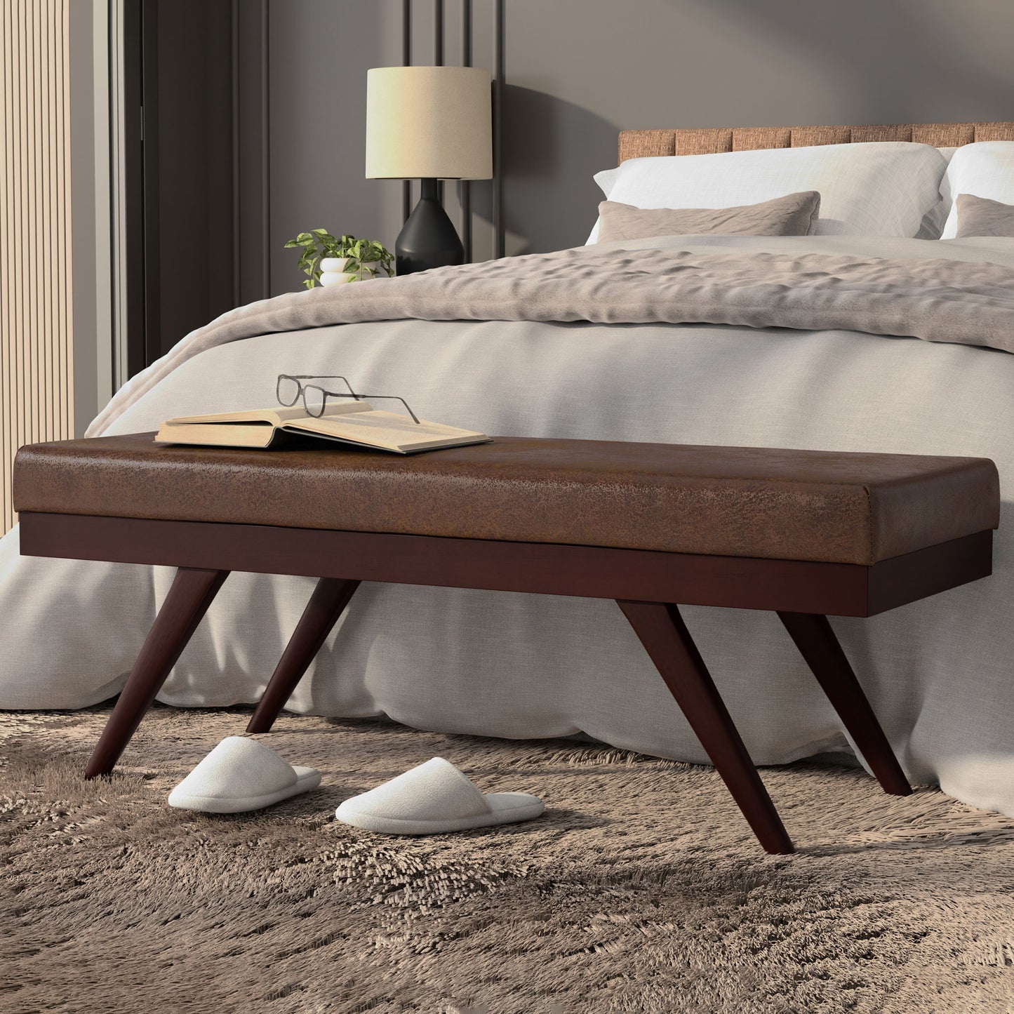 Chanelle - Mid-Century Ottoman Bench