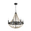 Starry - Chandelier 6 Candle Light Wood Beaded Pendant Light For Dining Room - Black / Clear