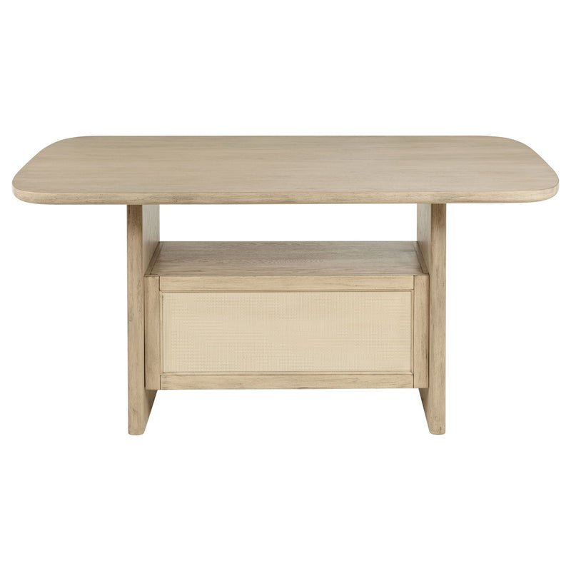 Kimpton - Counter Height Dining Table With Storage Cabinet And Shelves - Beige