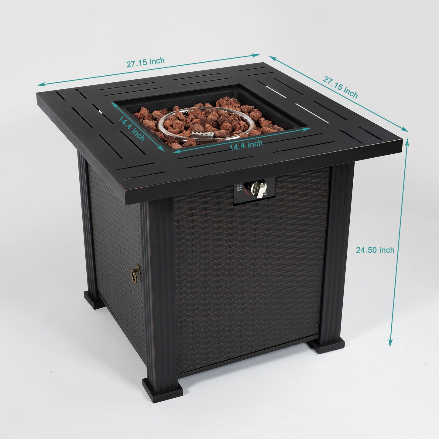 Square Fire Pit Table - Brown