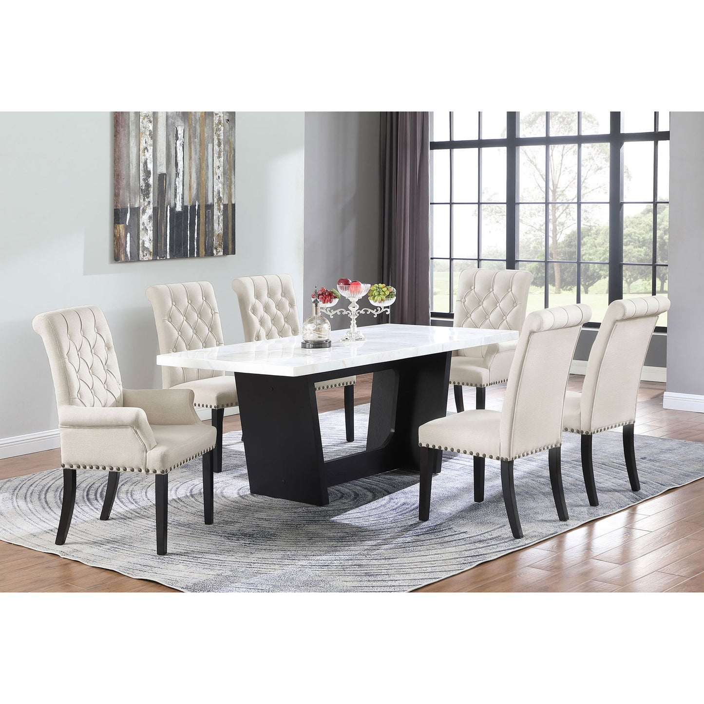 Tufted Rolled Backrest Side Chairs (Set of 2)