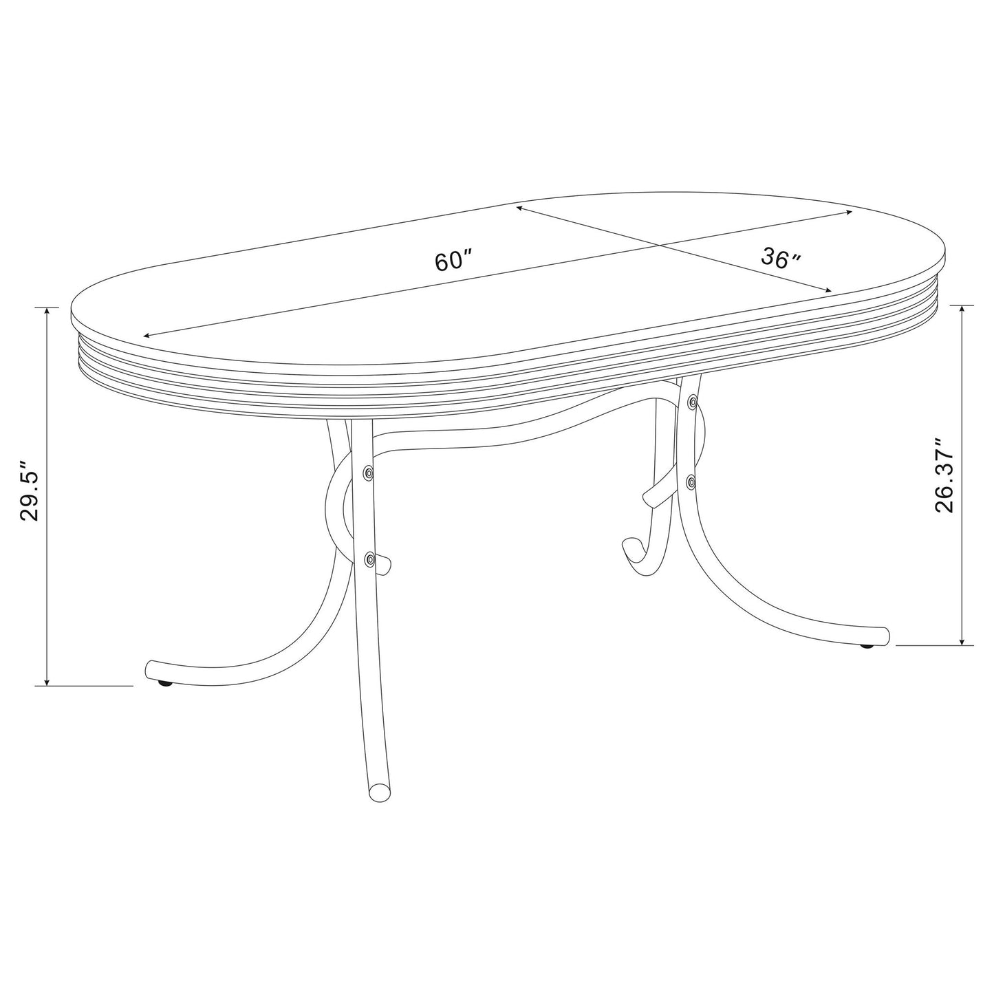 Oval Dining Table - White - Metal