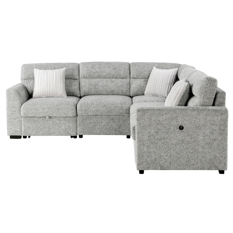 Emiliano - Sectional Sofa With 3 Pillows - Nickel