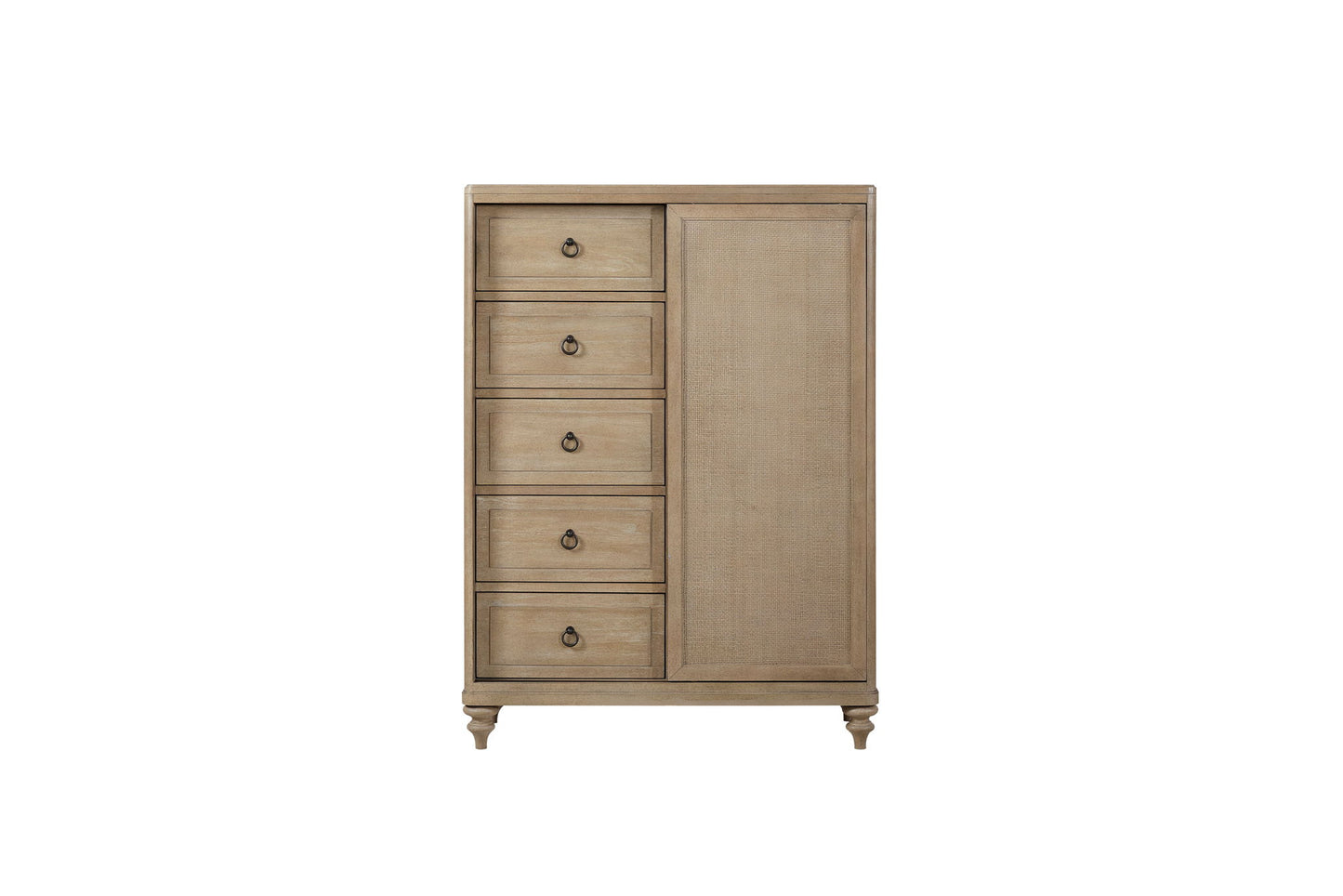 Queen Canopy Bedroom Set With A 2 Drawer Nightstand A Dresser With Poster Mirror And A Door Chest - Sand