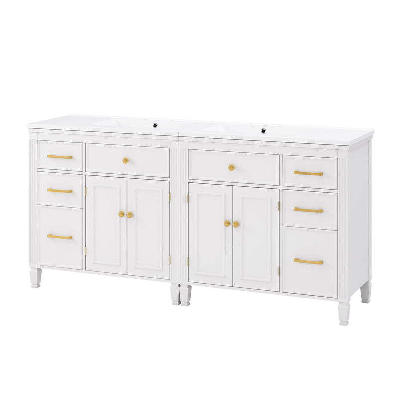2 Piece Freestanding Bathroom Vanity Set With Sink Top, Reversible Dual Layout