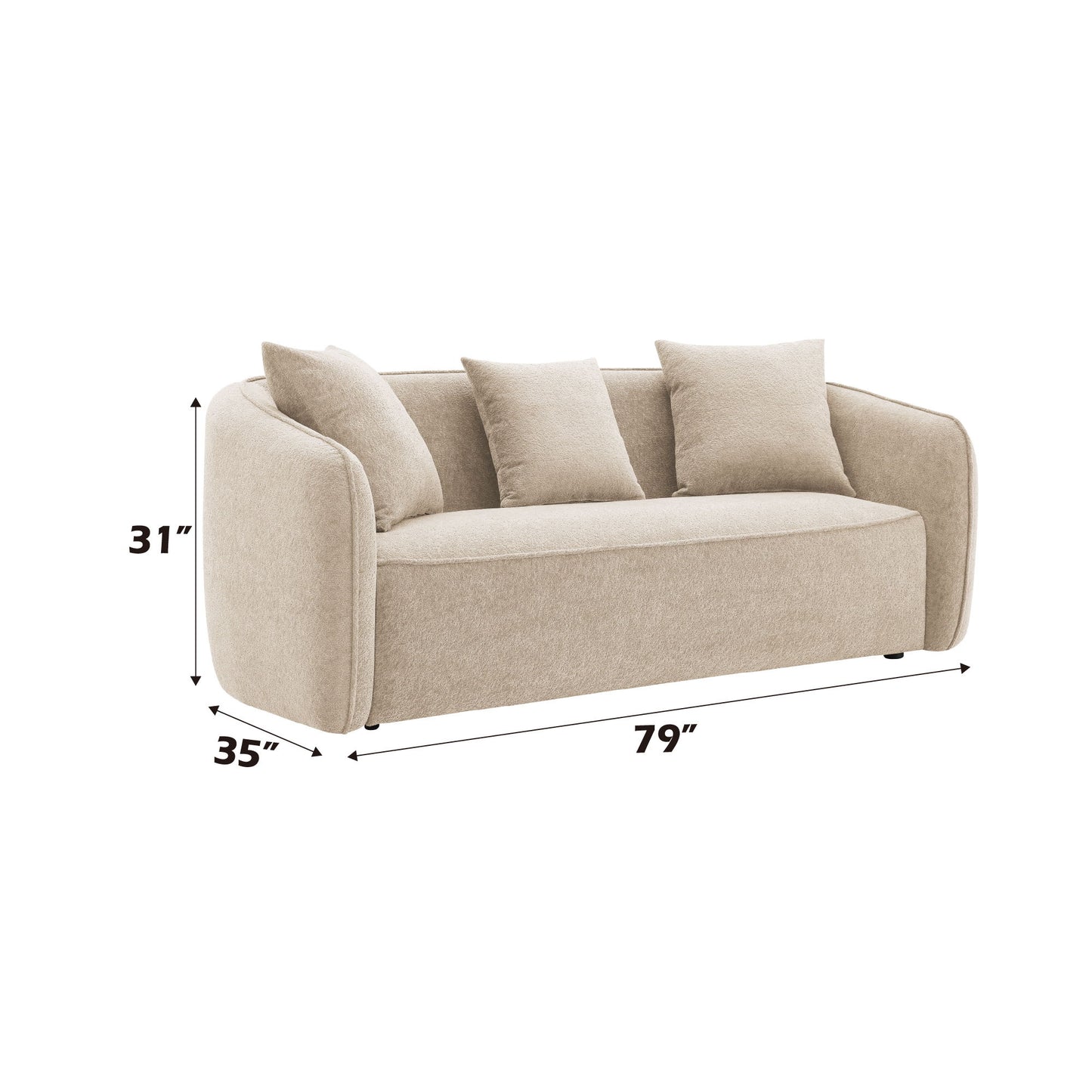 Keith - 3 Piece Living Room Set (Comes With Matching Color Toss Pillows)