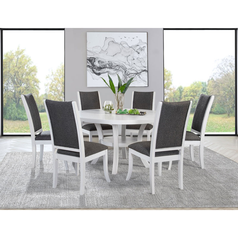 Tyler - Round Dining Table With Shelf Round Table - White