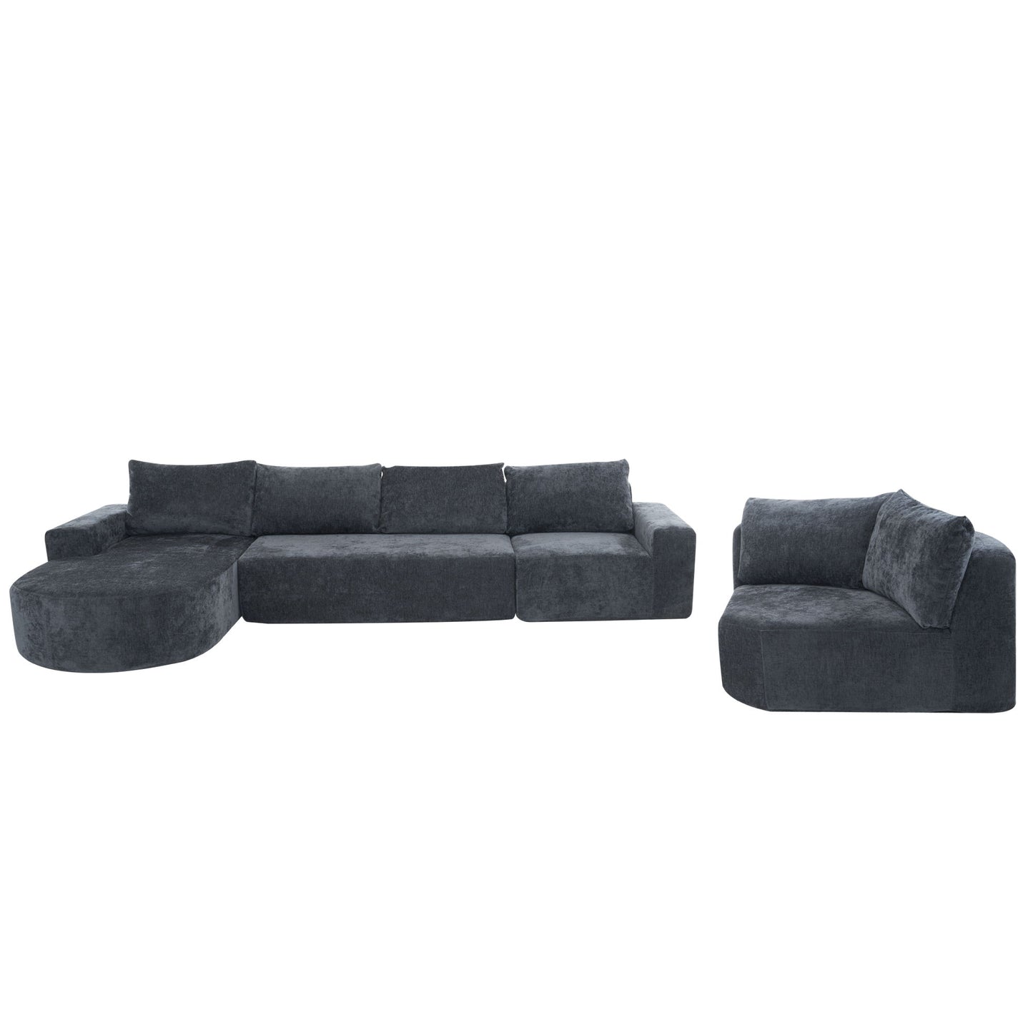 Modular Cloud Sectional Sofa Set, U-Shaped Upholstered Couch With Deep Seat