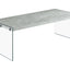 Coffee Table Rectangular For Living Room Clear Tempered Glass