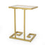 Modern Glam C Shaped End Table With Tempered Glass Top - Gold
