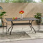 Celestine - Outdoor Cast Aluminum Dining Table With Floral Lattice Design And Umbrella Holder