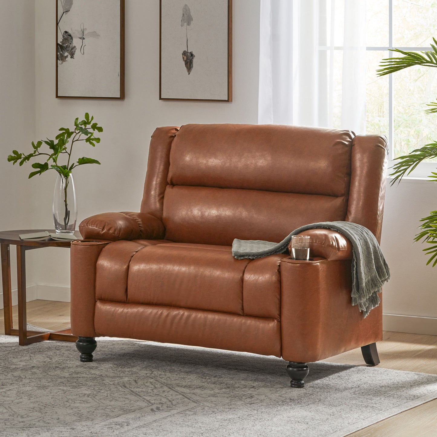Tufted Design Wide Manual Recliner Chair