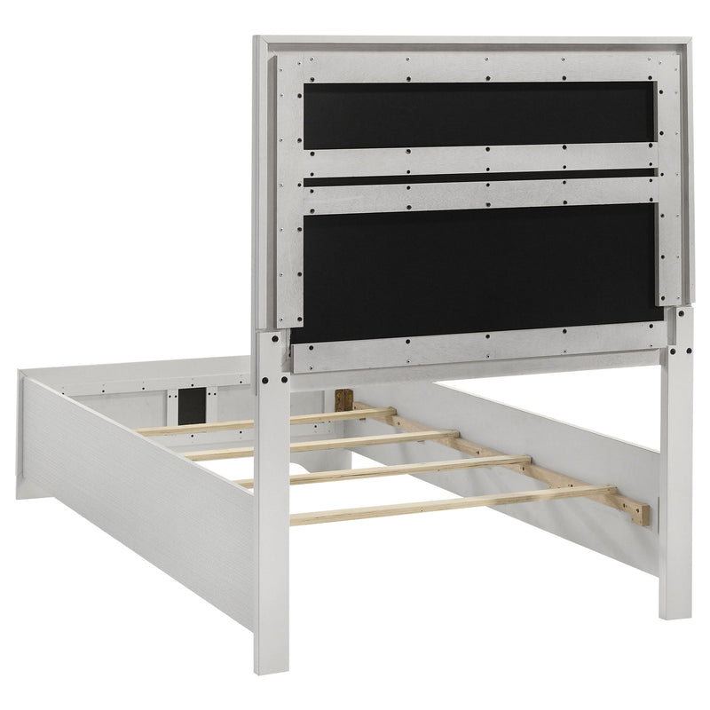 Modern Bedroom Set With Upholstered Headboard And Textured Storage