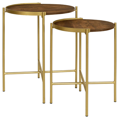 Genevieve - 2 Piece Round Nesting Table - Gold