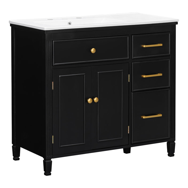Bathroom Vanity With Sink Top, 3 Soft Closing Drawers