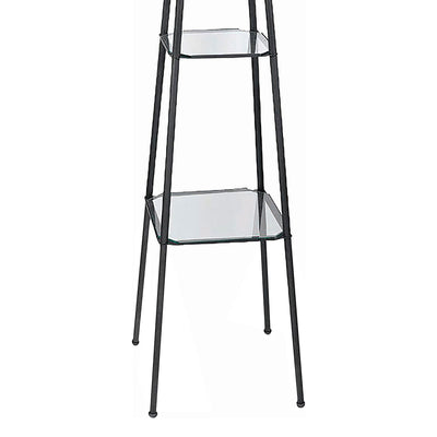 Sentinel - 3 Shelf Frosted Torchiere Floor Lamp With Shelves - Black