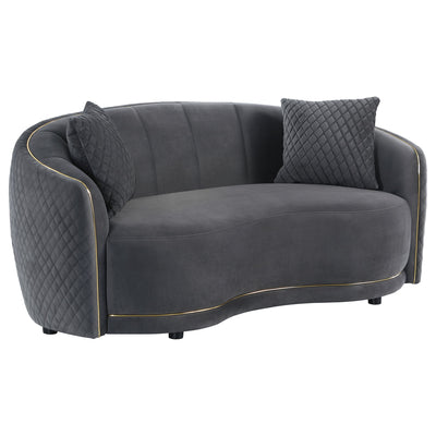 Lorraine - Upholstered Curved Loveseat - Dark Gray